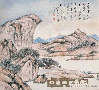 汤贻芬 山水 轴 36×39cm